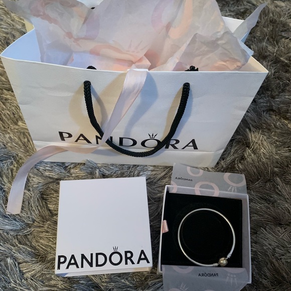 Authentic Pandora Bangle Moment Silver and 14k gold, Size 17 - 6.7 - Picture 2 of 5